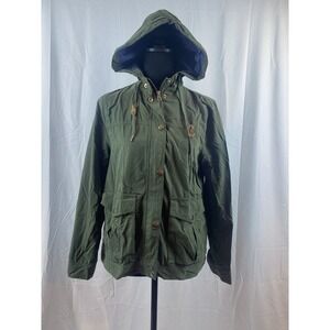 Juniors Size Small Short Green‎ Full Zipper Utility Jacket